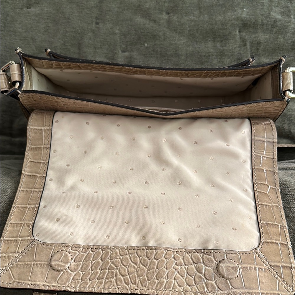 Kate Spade croc embossed leather Tan Crossbody Bag with Flap Closure - Picture 10 of 14